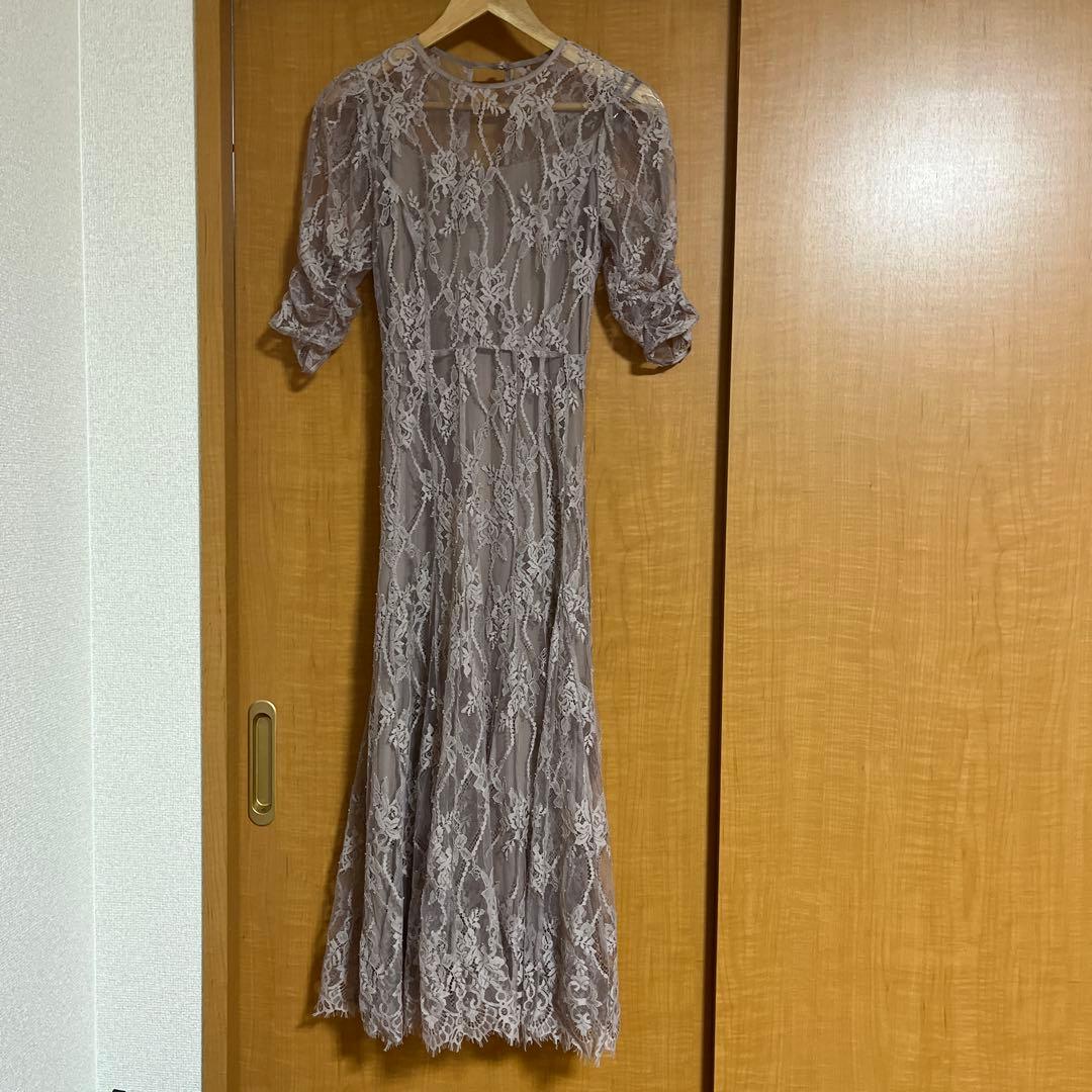 スナイデル バックデザインレースオケワンピース　オケージョンドレス　モカ　ピンク