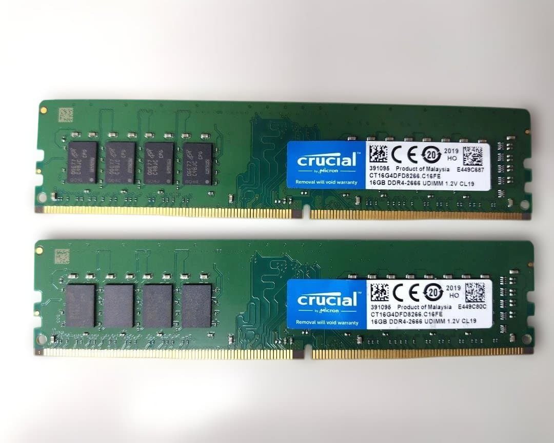 Crucial DDR4 2666MHz 16GB×2枚 動作確認済