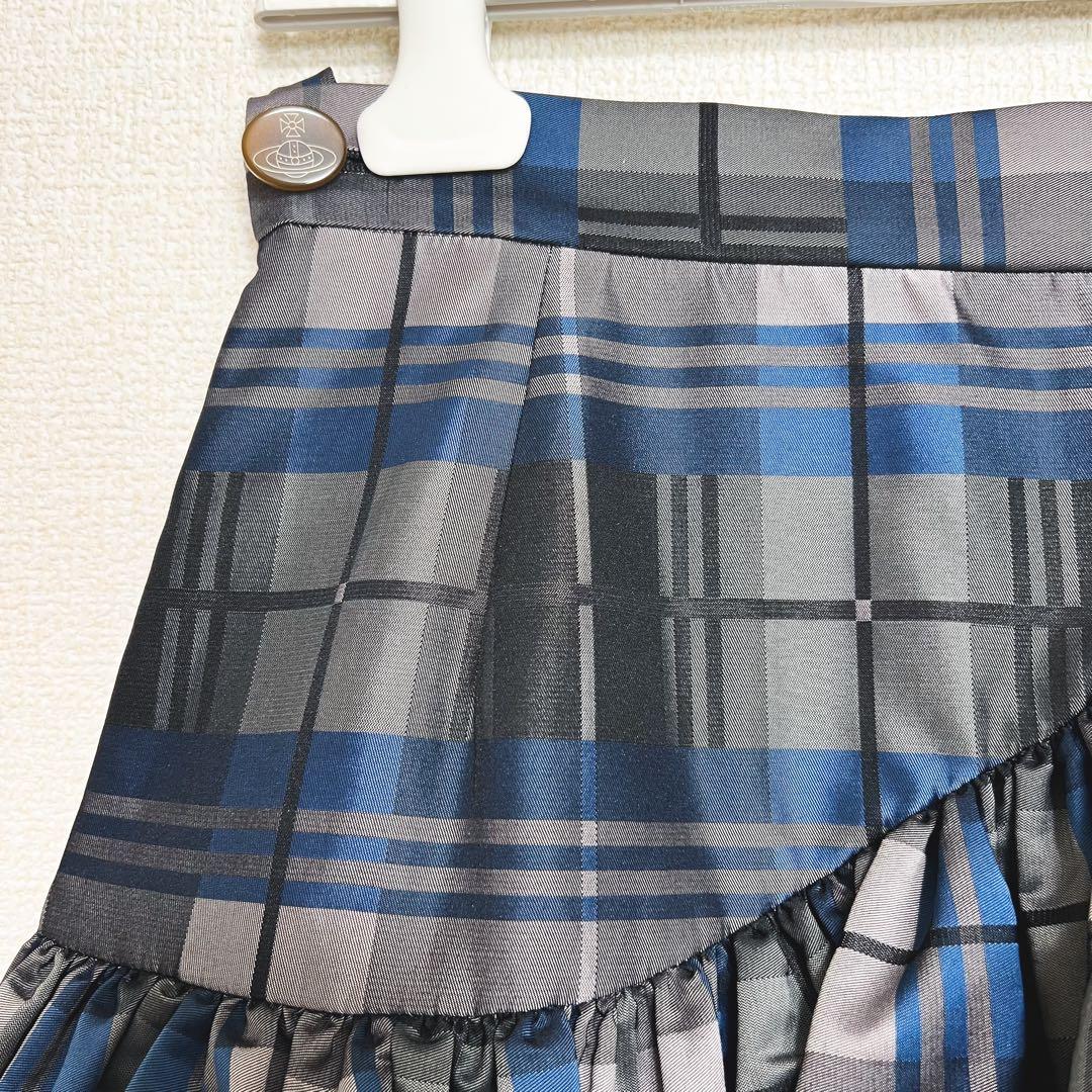 ヴィヴィアンウエストウッド　変形チェック　ミニスカート　ティアード　フリル