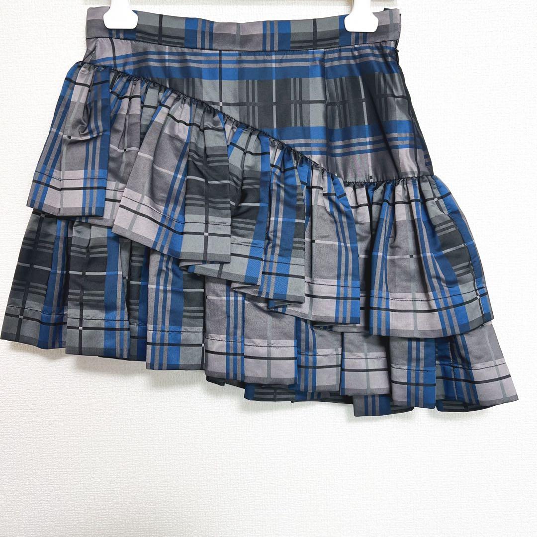ヴィヴィアンウエストウッド　変形チェック　ミニスカート　ティアード　フリル