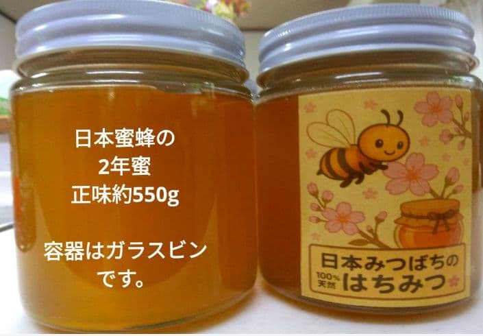 日本ミツバチ　2年蜜　天然蜂蜜（百花蜜)　　　　正味550g　2個入　1100g