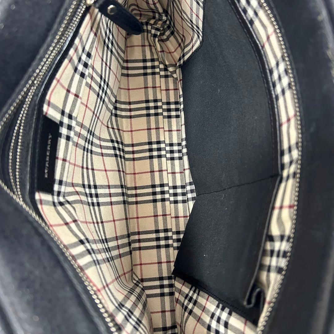 【美品】バーバリー トートバッグ レザー ノバチェック 肩掛け A4可 大容量