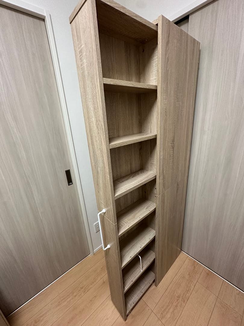 LOWYA 完成品 すきま収納本棚 幅64 可動棚 木目調 キャスター付 大容量