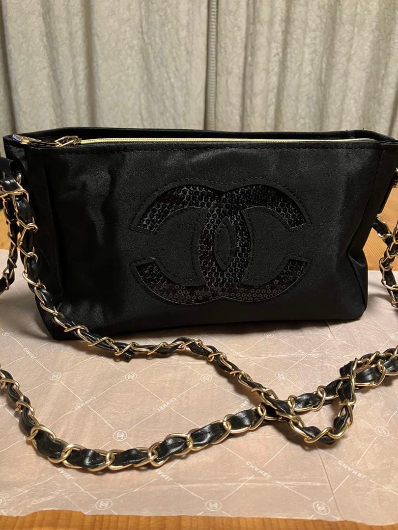 【非売品】CHANEL シャネル ブラック スパンコール ショルダーバッグ