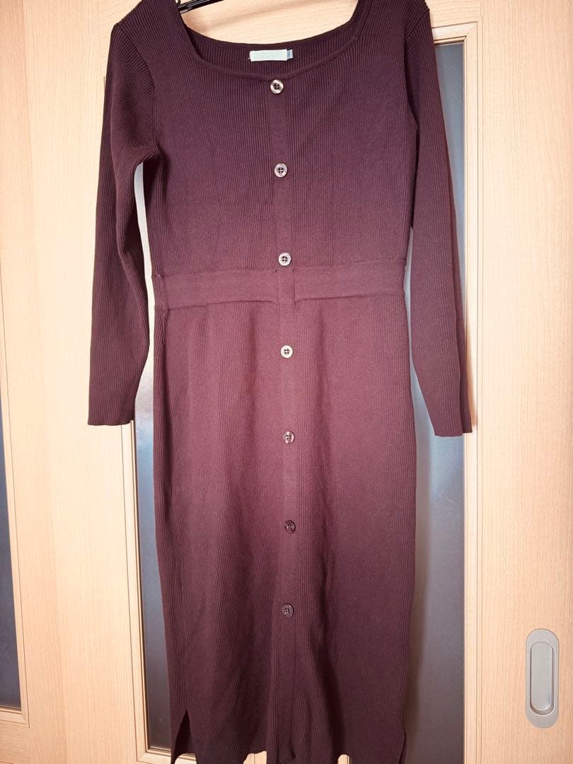 overE タイト風フロントボタンニットワンピース 96 コーヒーブラウン