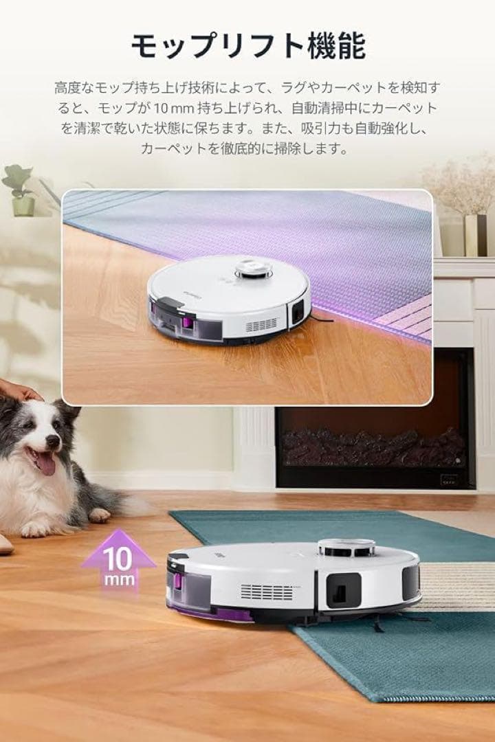 サイクロン式　E20PLUS ロボット掃除機 8000Pa強力吸引力 水拭き両用