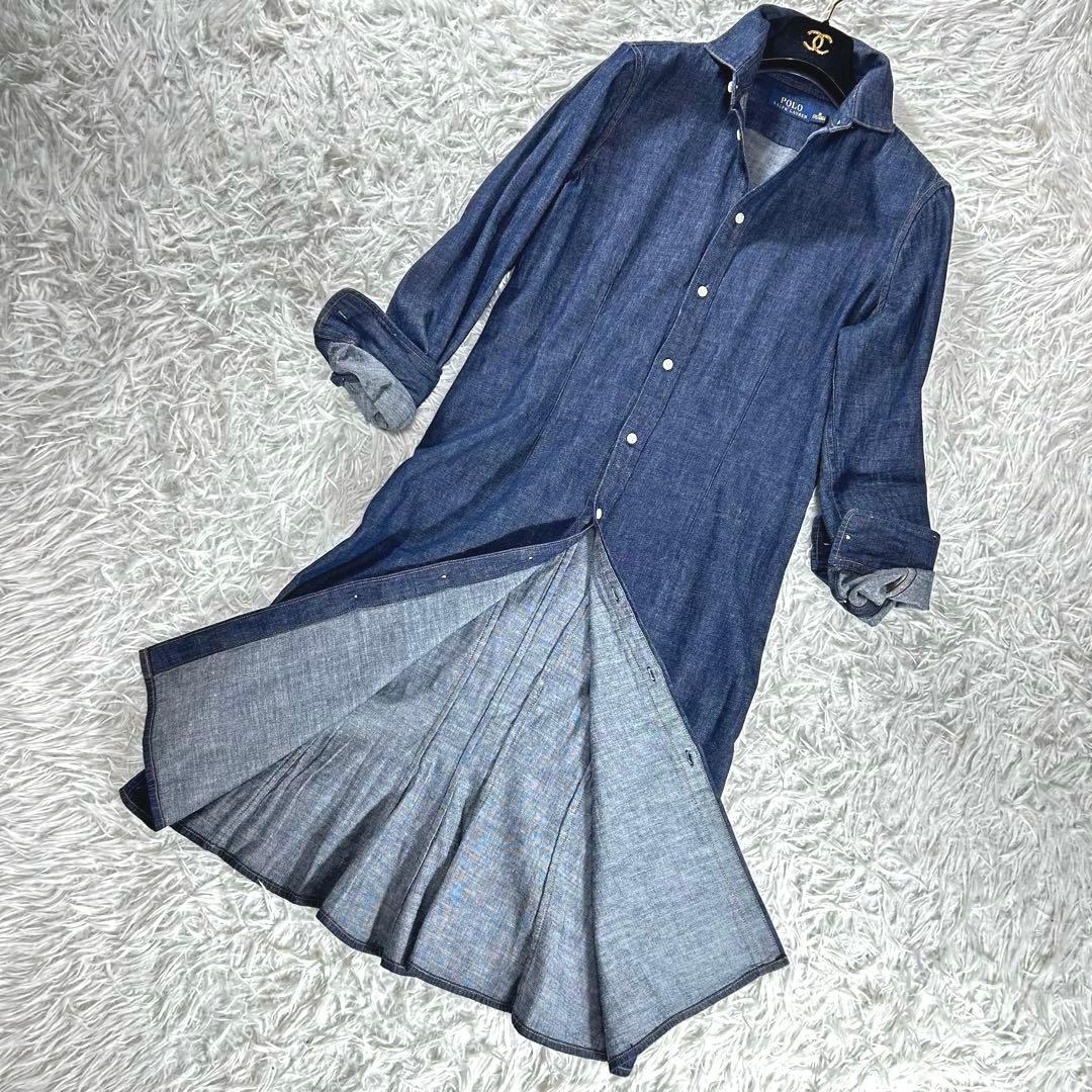 未使用級　ポロラルフローレン　デニム　ロングワンピース　10 大きいサイズ　紺