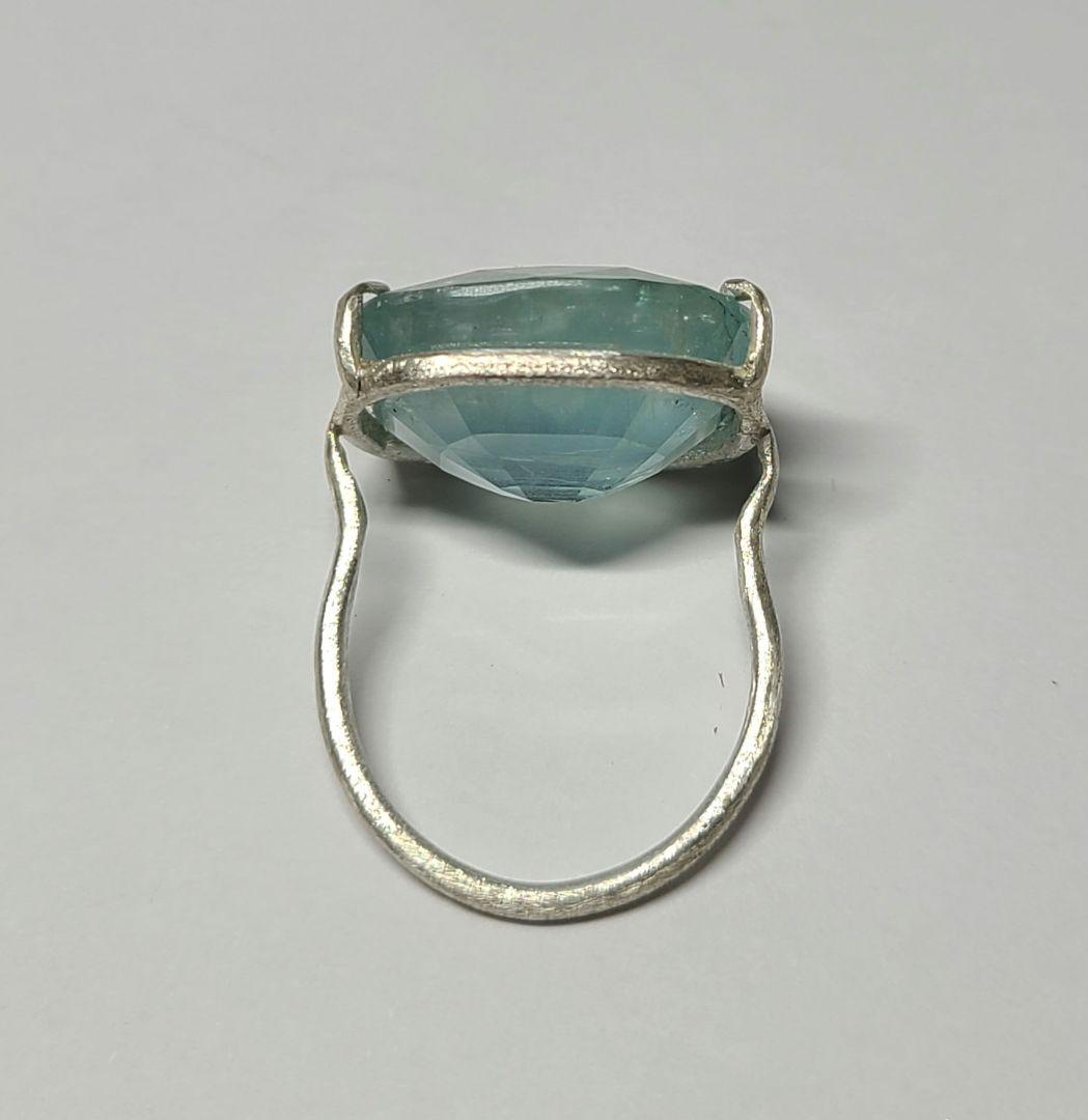 見事なレインボー!!★非加熱アクアマリンリング★