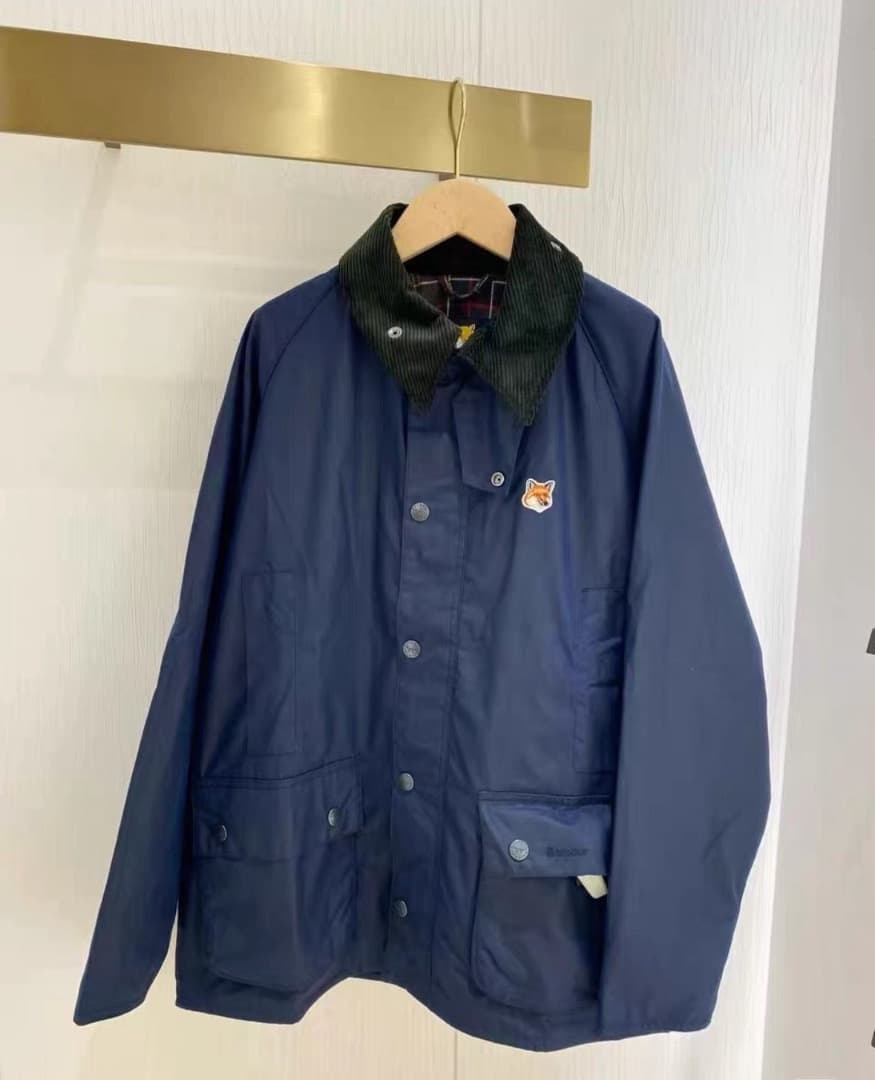 MAISON KITSUNE × Barbour ワックスジャケット ネイビーS
