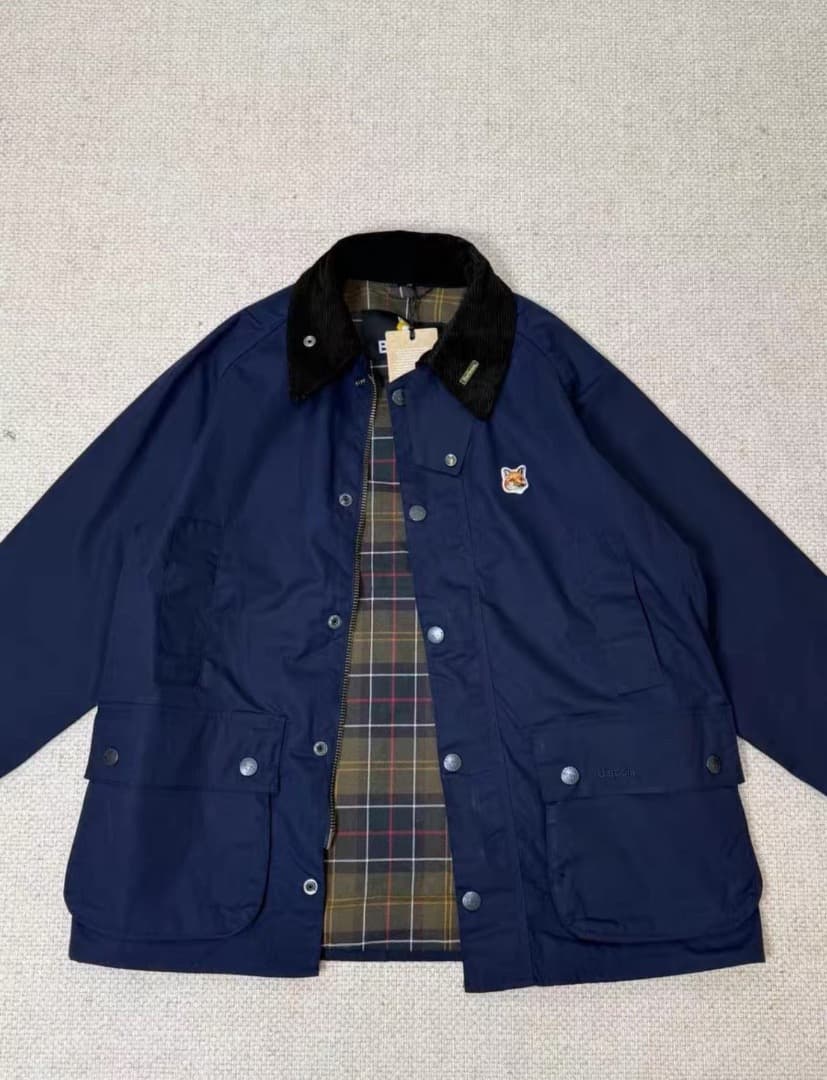 MAISON KITSUNE × Barbour ワックスジャケット ネイビーS