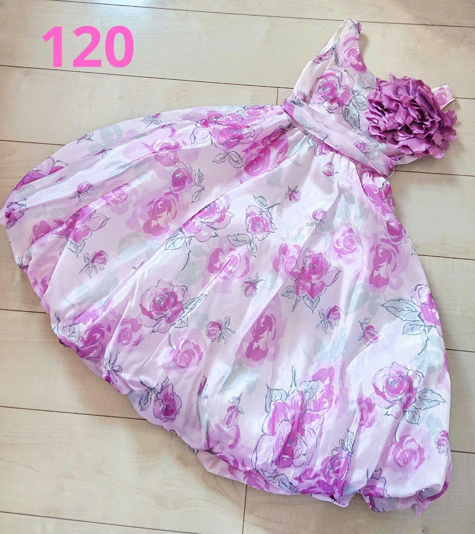 【mezzo piano】バラ柄 コサージュ付き ドレス メゾピアノ