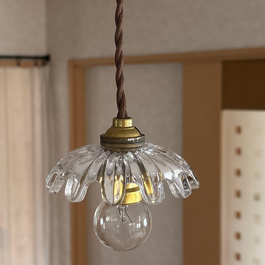 フランスアンティーク　オールドバカラ　ミニシェード　ペンダントランプ