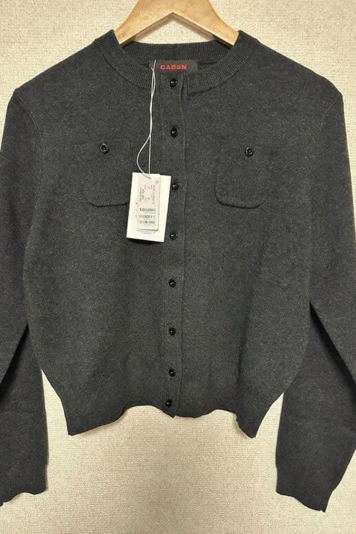 CABaN コットンカシミヤ バイカラークルーネックカーディガン　17番