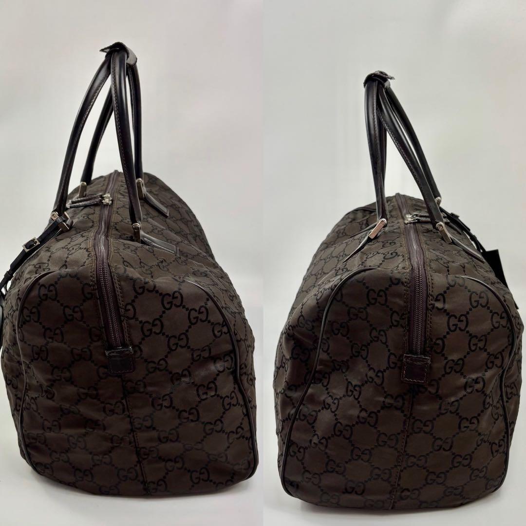 専用GUCCI グッチ　GG柄　ナイロン　ボストンバッグ　ブラウン　レザー　茶