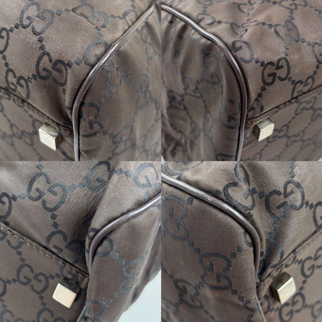 専用GUCCI グッチ　GG柄　ナイロン　ボストンバッグ　ブラウン　レザー　茶