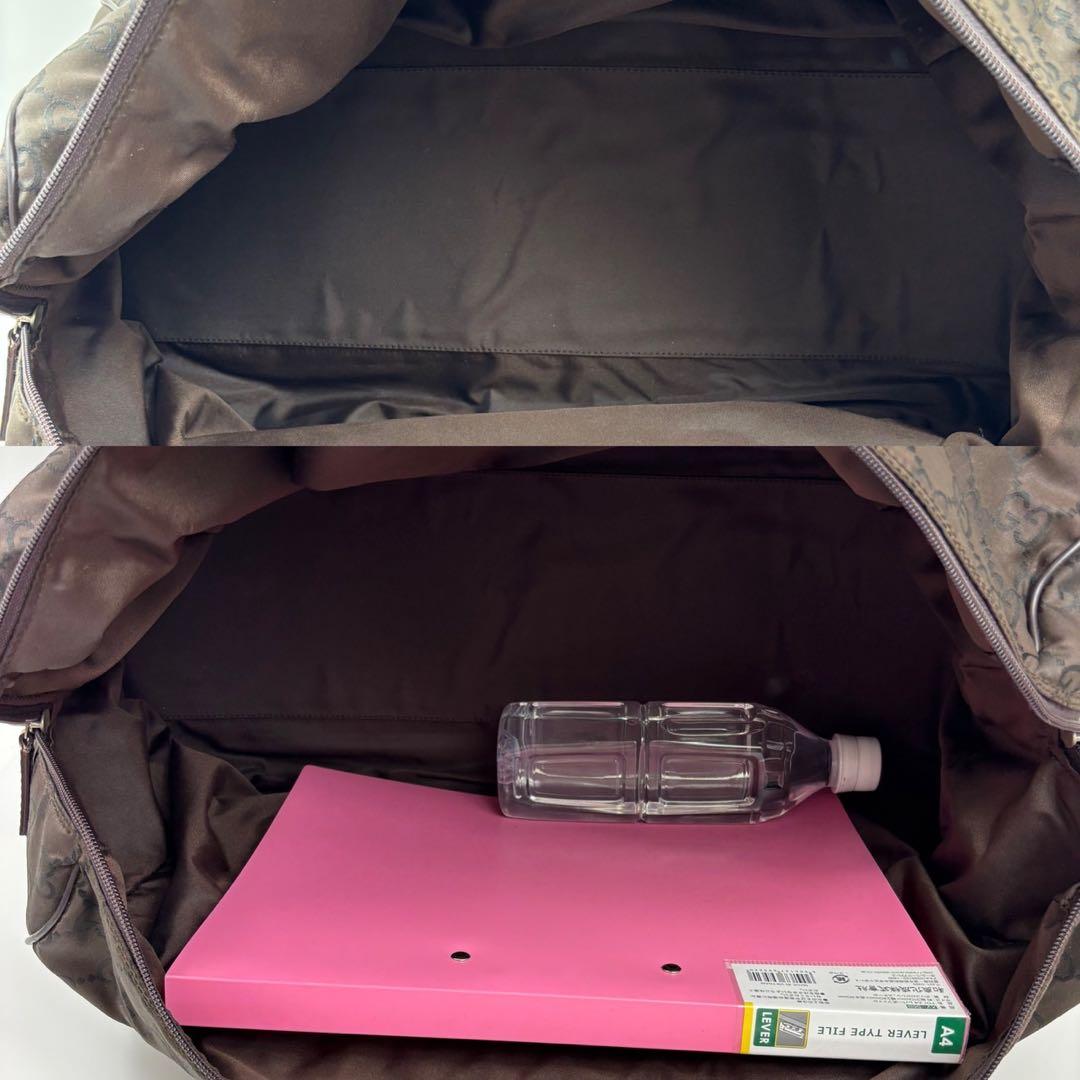 専用GUCCI グッチ　GG柄　ナイロン　ボストンバッグ　ブラウン　レザー　茶