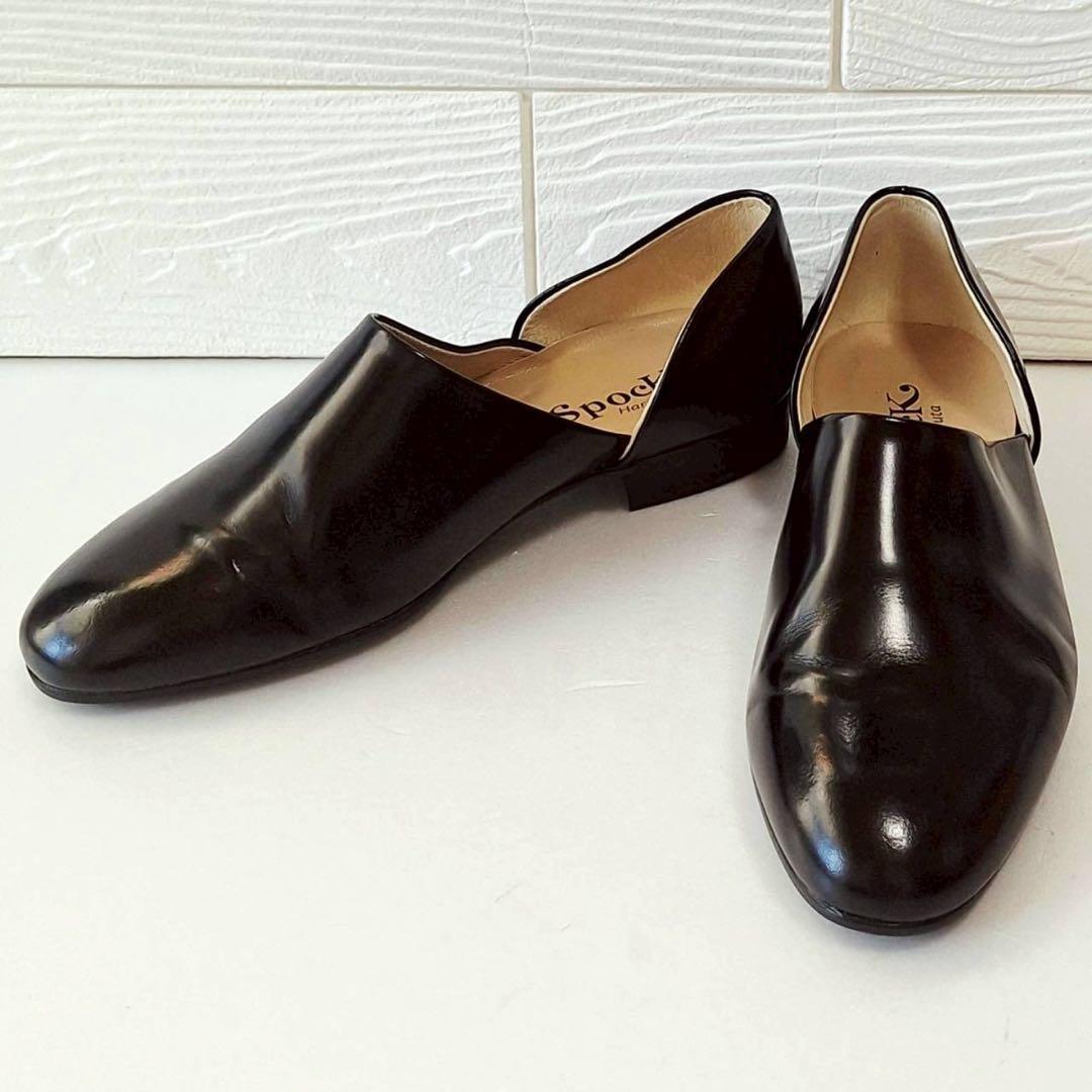 B2080【美品】ハルタ spock レザーローファー 25.5 EE 黒