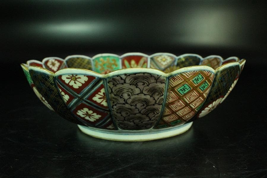 大聖寺 伊万里 菊碗 時代物(K-A867)