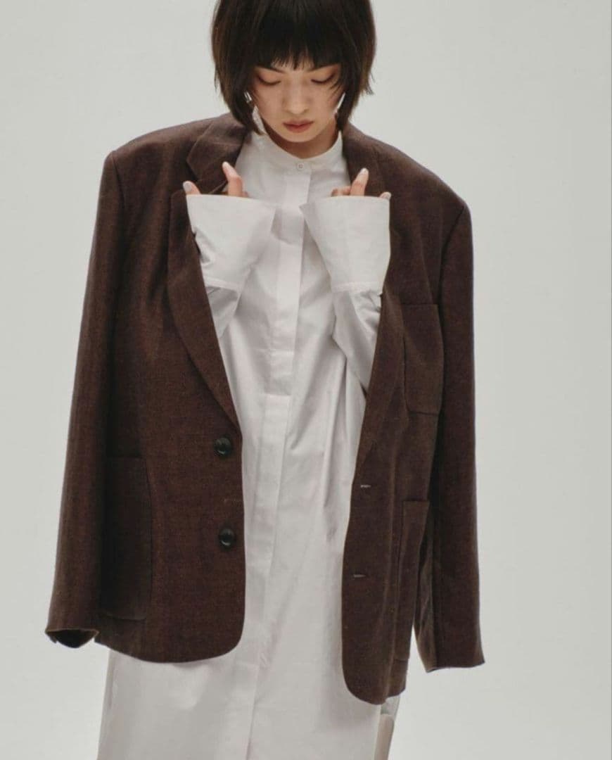 TODAYFUL Boyfriend Linen Jacket　チョコ　38
