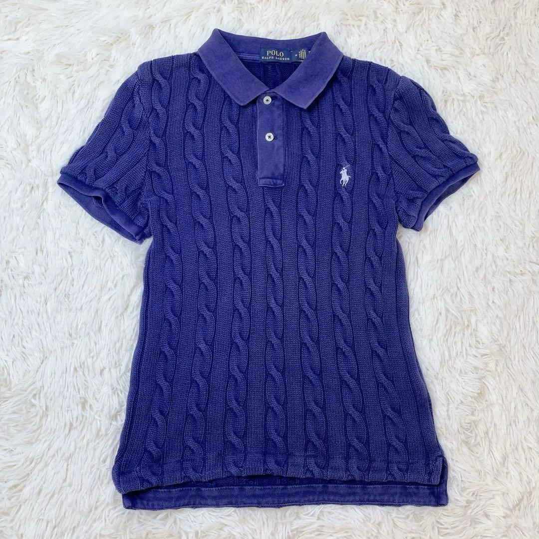 Polo Ralph Lauren ネイビー ケーブルニット M ウォッシュ加工