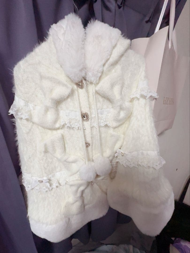 LIZLISA ミルフィーユレースポンチョ ホワイト