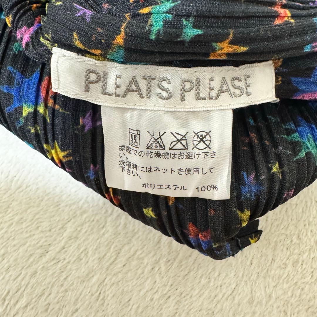 極美品✨PLEATS PLEASE 星柄　マルチカラー　長袖　ハイネック