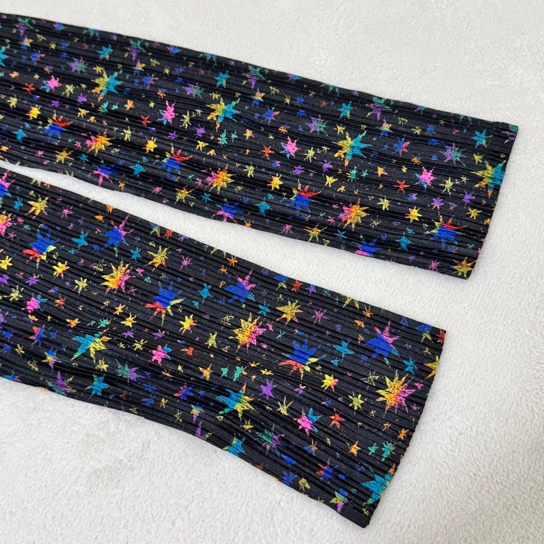極美品✨PLEATS PLEASE 星柄　マルチカラー　長袖　ハイネック