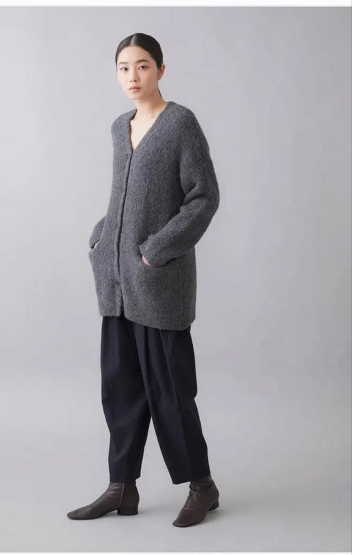 新品未使用　stamp and diaryブークレ ロングカーディガン　グレー