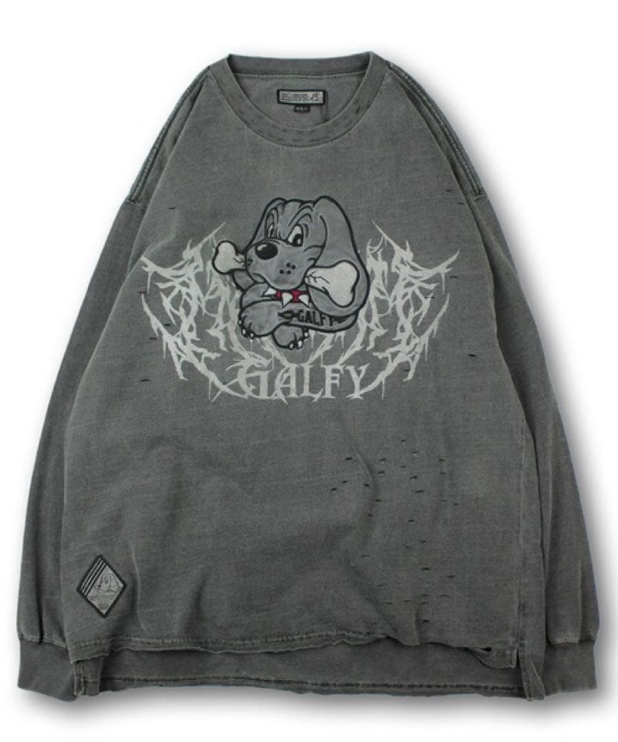 【GALFY/ガルフィー】染め染めわんわんボロボロングスリーブTシャツ