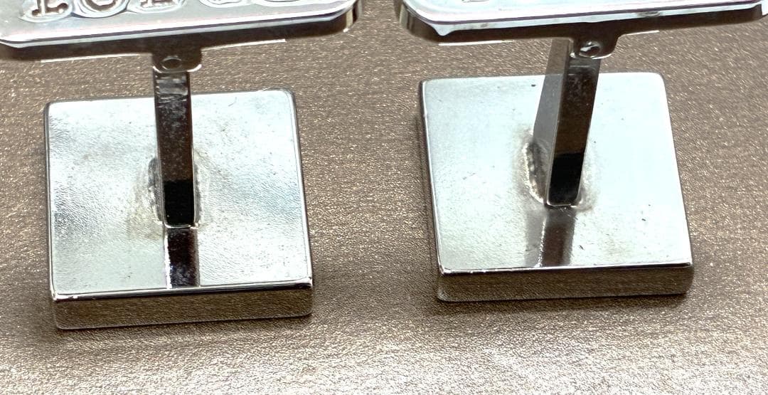 54 ロエベ LOEWE シルバー スクエア カフリンクス カフス ロゴ 箱