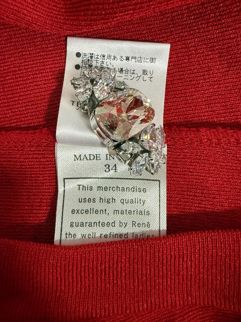 未使用級★Rene ルネ ボレロ 34 レッド ロゴプレート