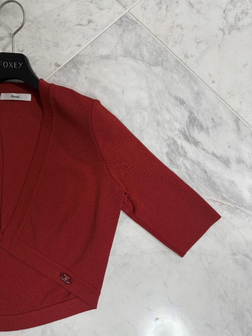 未使用級★Rene ルネ ボレロ 34 レッド ロゴプレート
