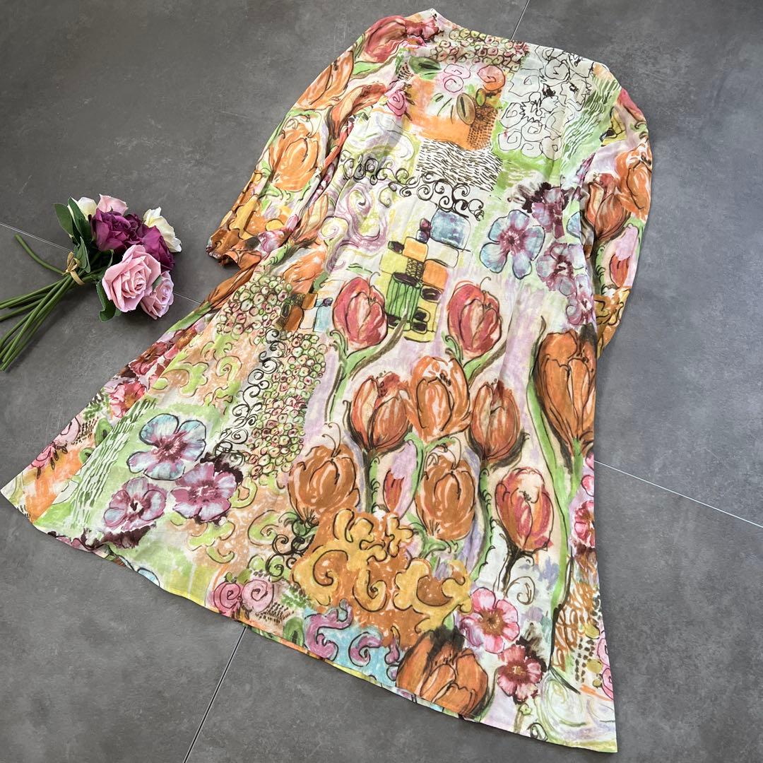 激レア♡Sybilla シビラ絵画総柄　コットン チュニック ワンピース ⑤