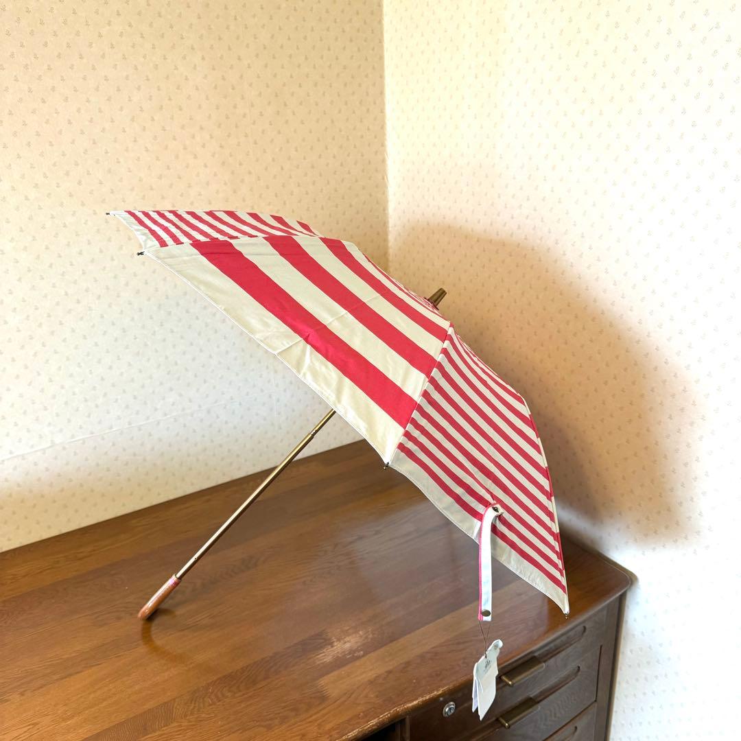 ★新品★cocca　晴雨兼用　日傘　楽折　１級遮光　遮熱　ボーダー　ピンク