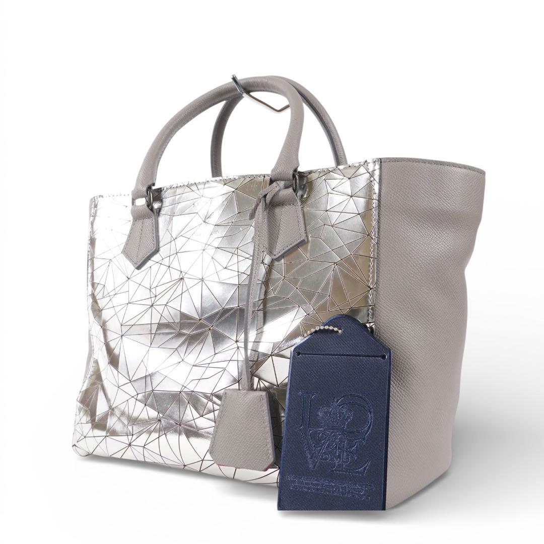 【未使用✨】ADMJ ハンドバッグ タグ付き レザー シルバー×グレー