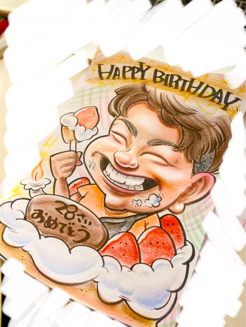 世界で1枚の手描きのオーダーメイド似顔絵★誕生日★ケーキアレンジok★プレゼント