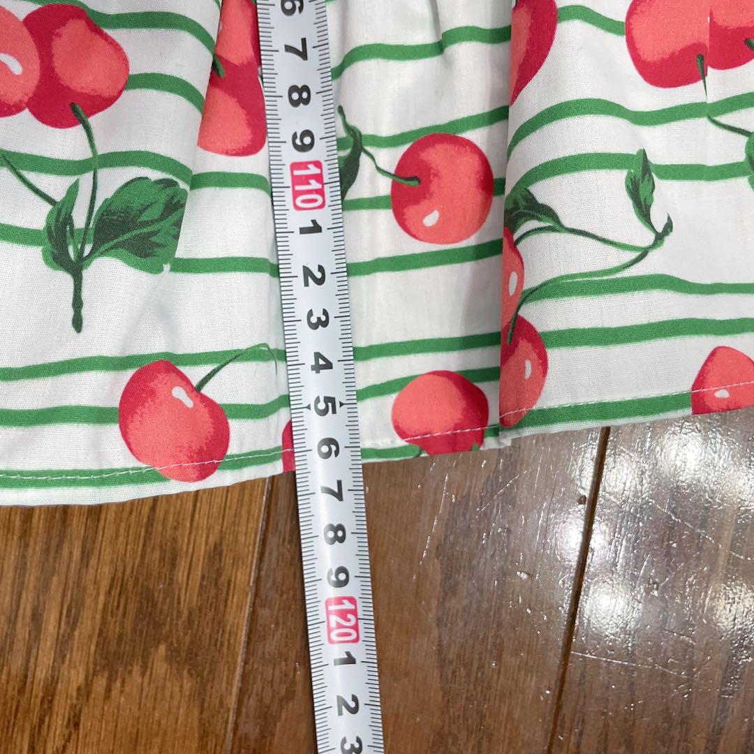 【美品✨】　オブリ obli チェリーワンピース　さくらんぼ　ボーダー