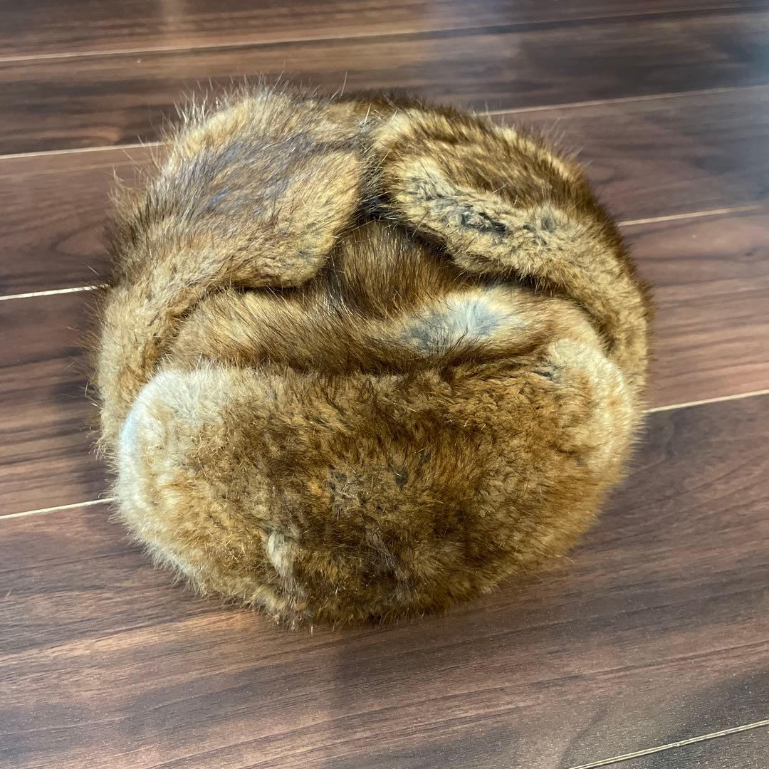 ミンク製耳あて付き帽子