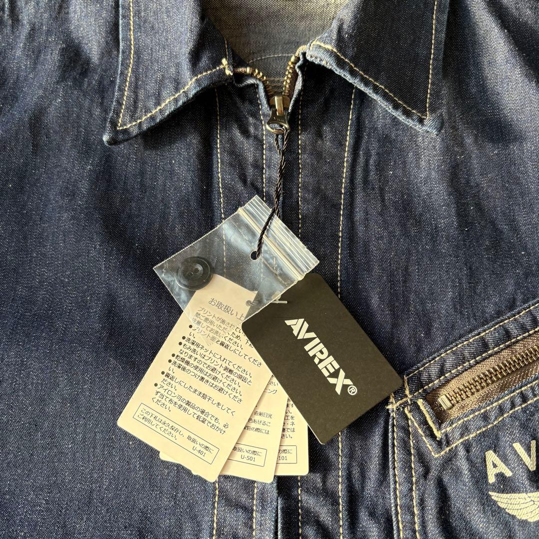 未使用品 AVIREX Gジャンデニムジャケット 刺繍 バックロゴ XL