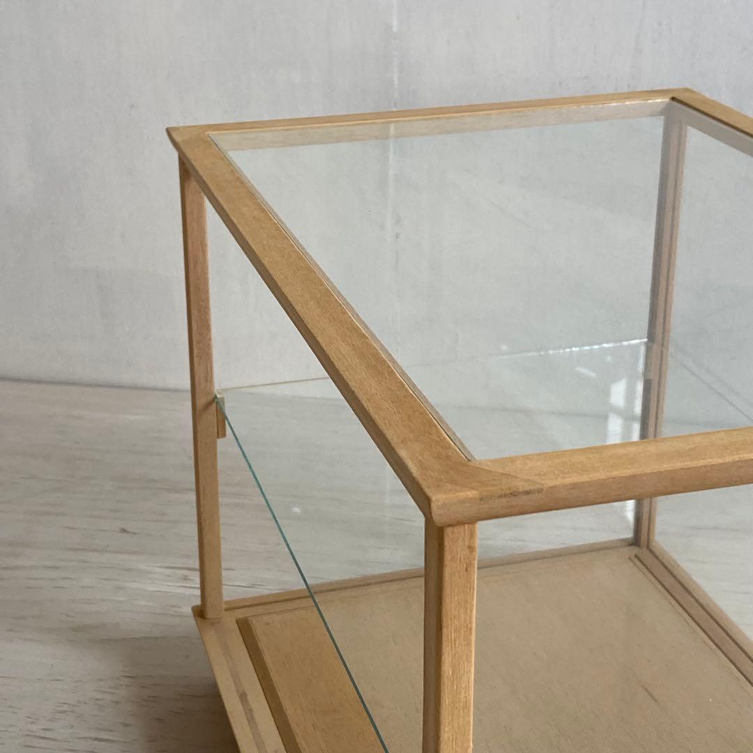 g305 古い木製ガラスケース 2段 卓上ショーケース 扉なし