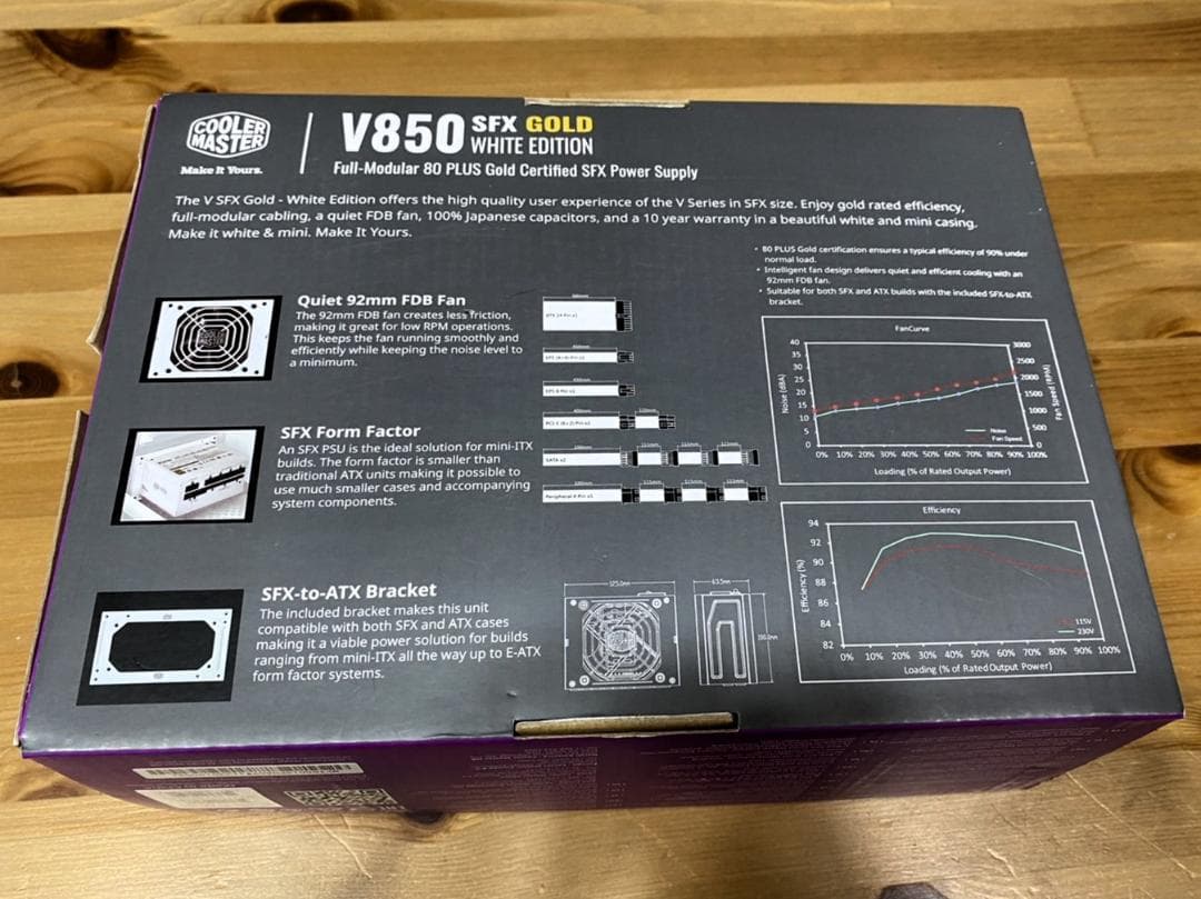 クーラーマスター V850 SFX電源 Gold ATX3.0 白 850W
