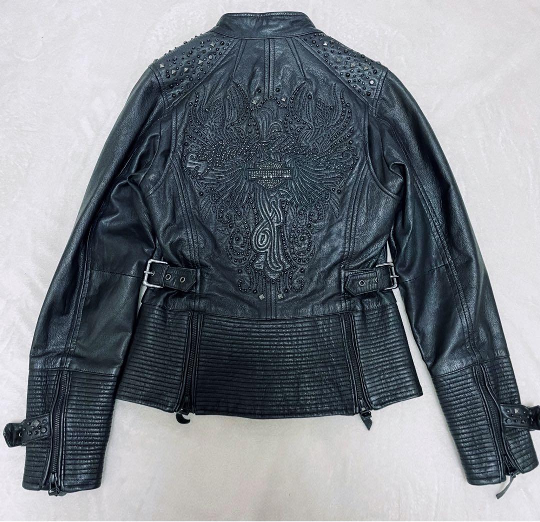 【希少】 ハーレーダビッドソン スタッズ ロゴ 刺繍 ライダース