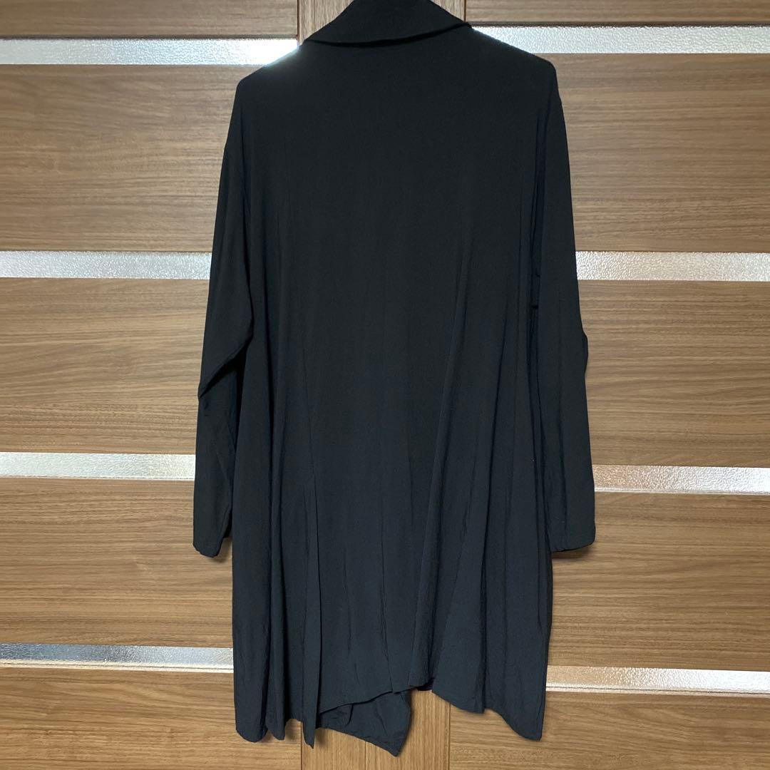 センソユニコ 慈雨 ブラック アシンメトリー ロングシャツブラウス