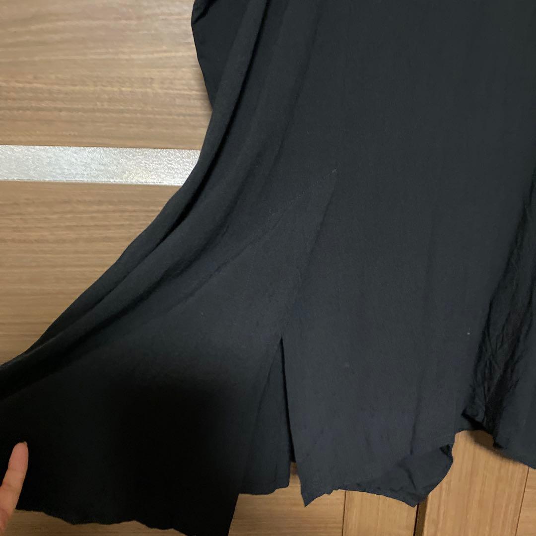 センソユニコ 慈雨 ブラック アシンメトリー ロングシャツブラウス