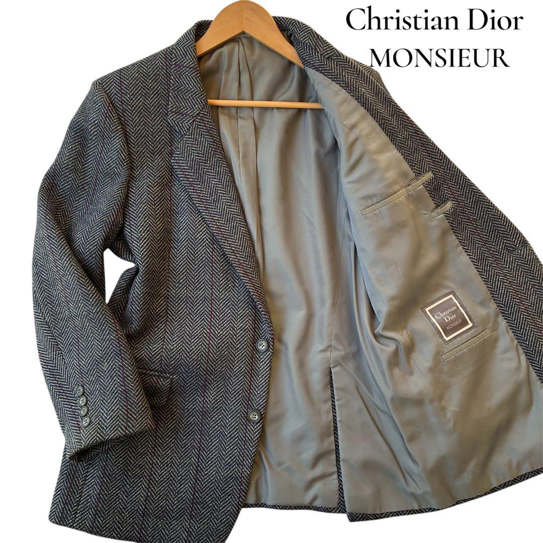 【美品】クリスチャンディオール　ムッシュ　ツイードジャケット　ヘリンボーン　L位