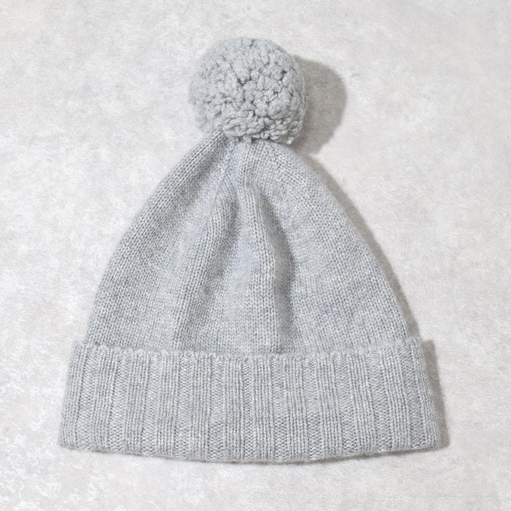 英国製 Johnstons of Elgin カシミヤ ニット帽 ボンボン付き