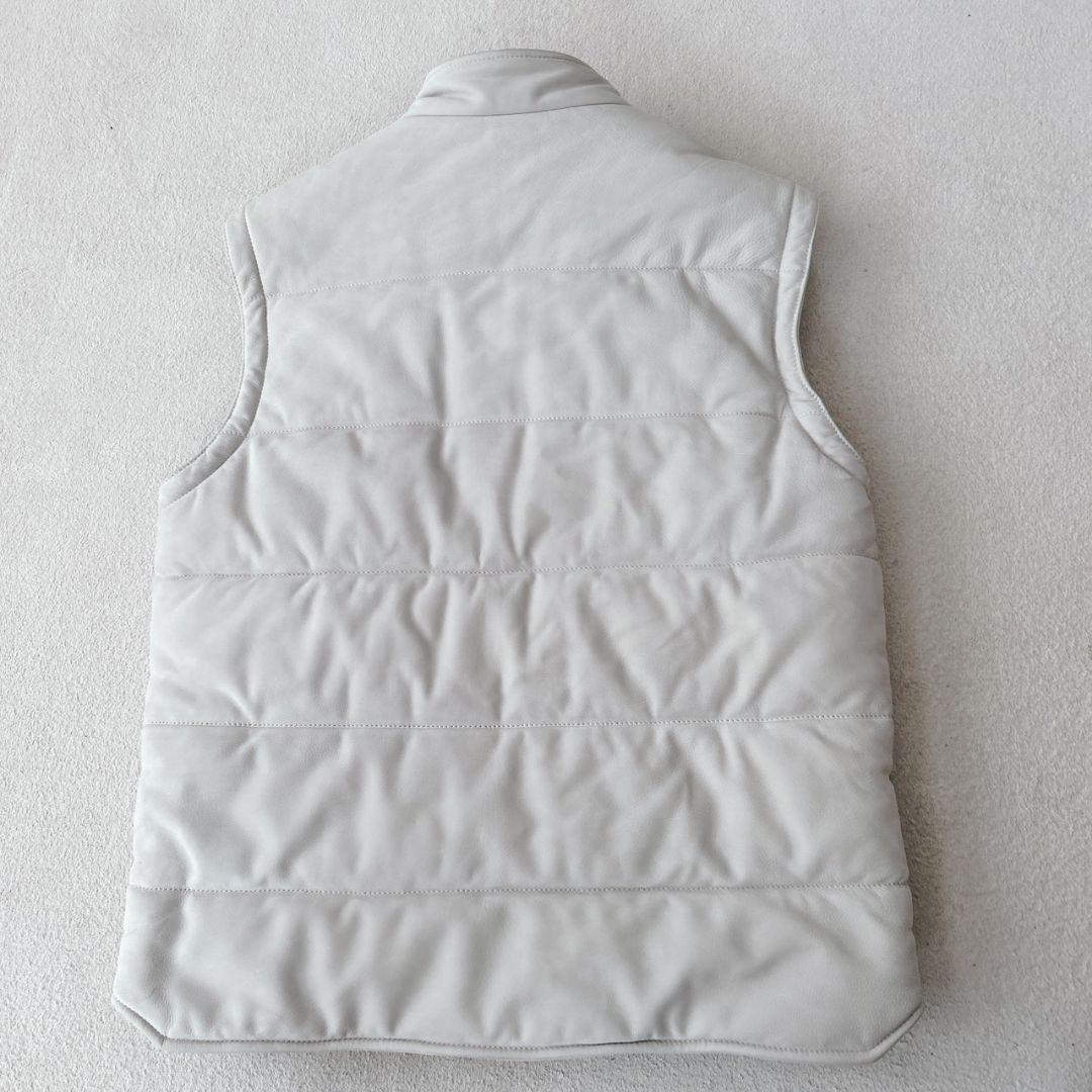 ブリオーニ Brioni ラムレザー 羊革 ダウンベスト ジャケット グレー48