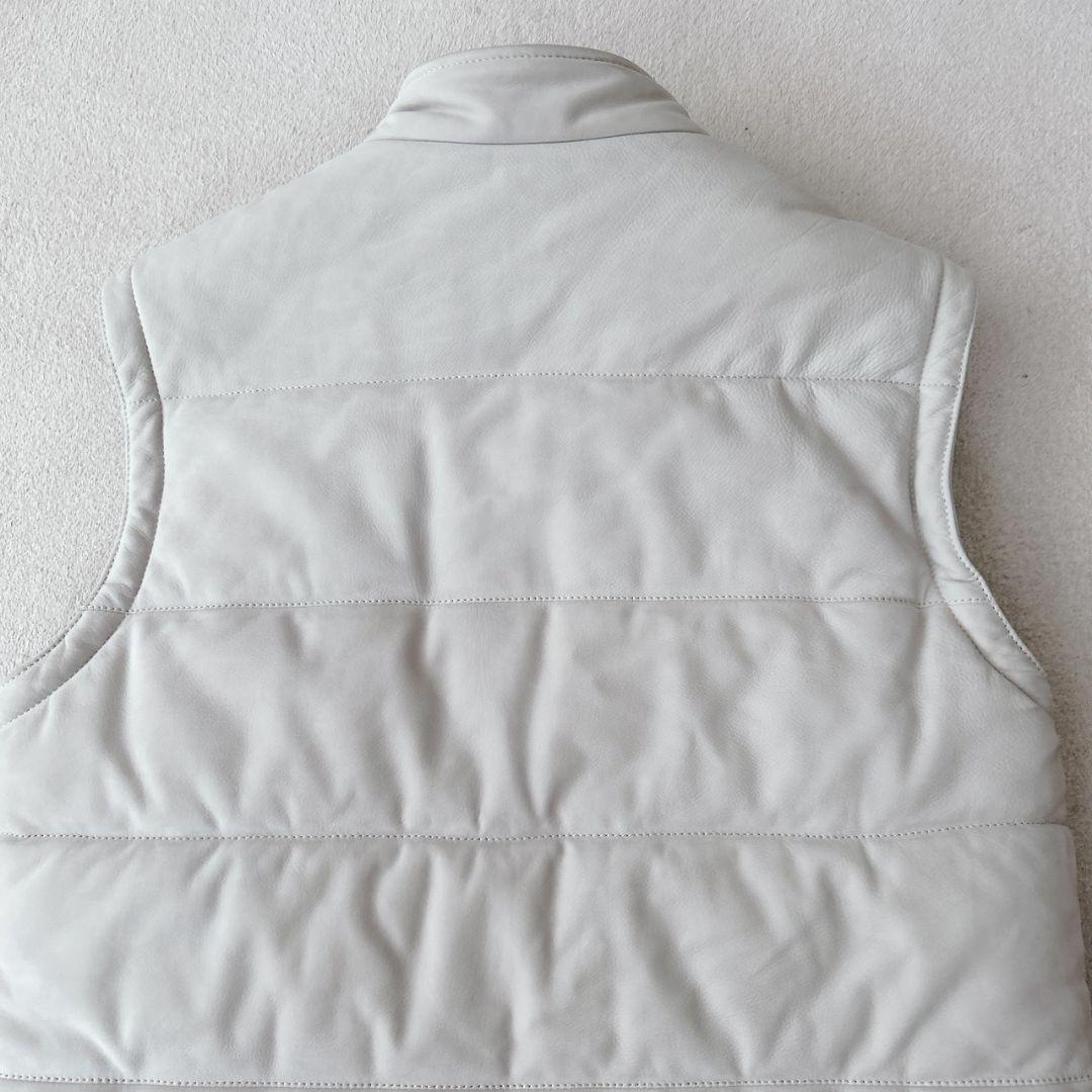 ブリオーニ Brioni ラムレザー 羊革 ダウンベスト ジャケット グレー48