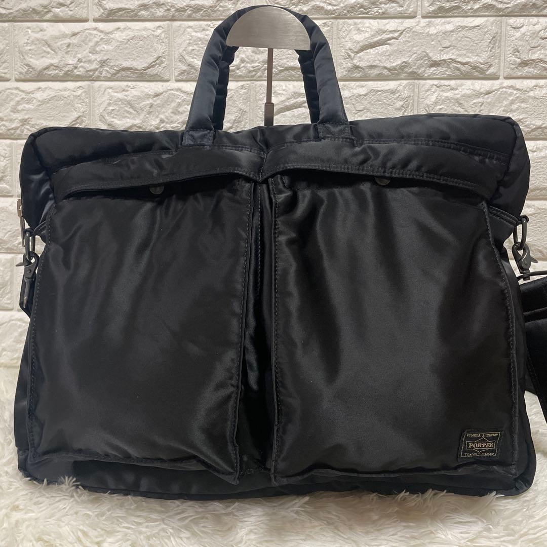 【美品】ポーター タンカー 2way オーバーナイト ブリーフケース 黒 2層