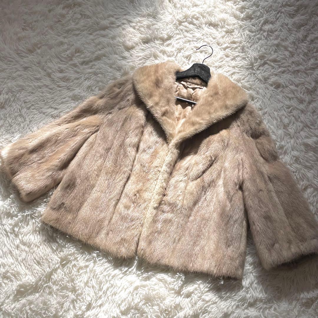 毛皮　パステルミンク　ショート丈　コート　羽織り　艶感◎ 毛並み◎